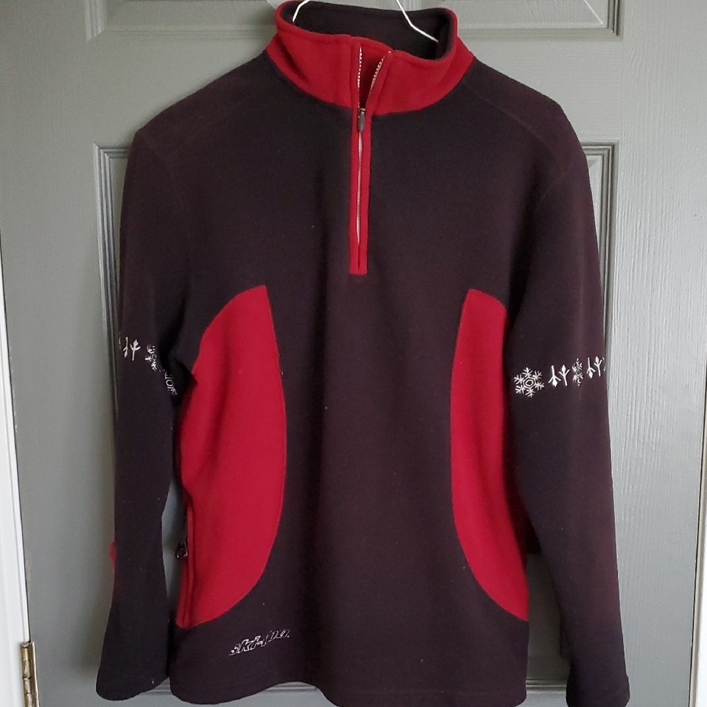 Womens Ski-doo  Black and Red Half-Zip Sweater
